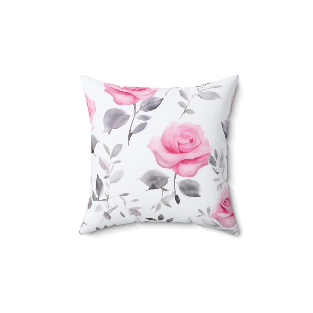 Pink Rose Watercolor Pillow