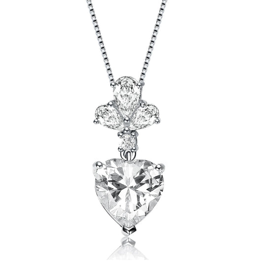 Sterling Silver Heart Cubic Zirconia Necklace