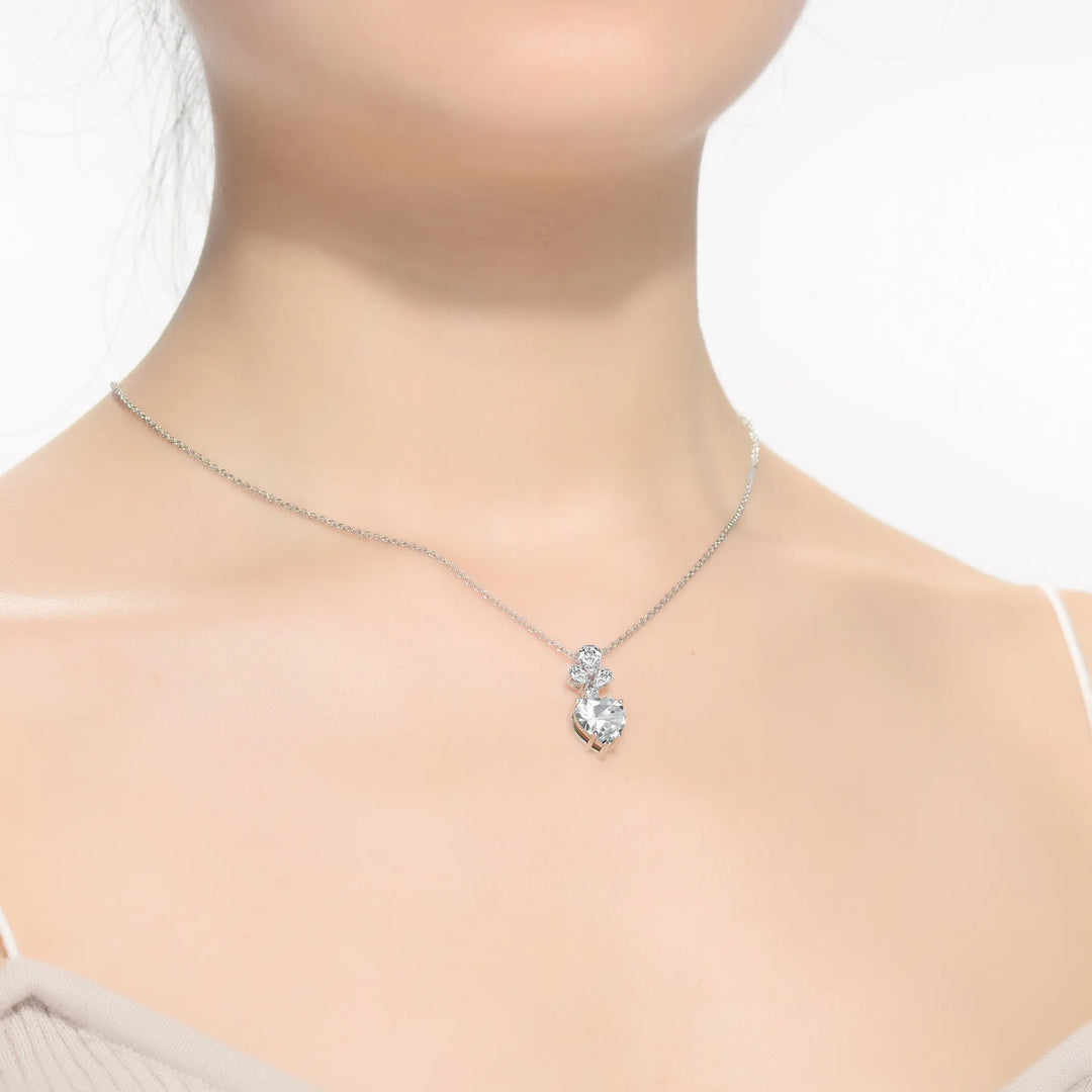 Sterling Silver Heart Cubic Zirconia Necklace