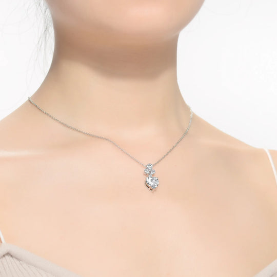 Sterling Silver Heart Cubic Zirconia Necklace