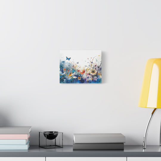 Vibrant Watercolor Meadow Canvas Floral &amp; Butterfly Wall Art
