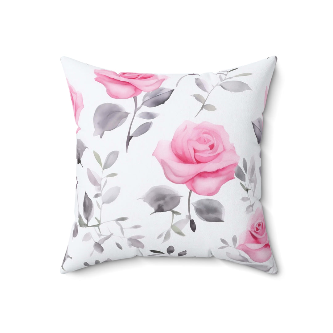 Pink Rose Watercolor Pillow