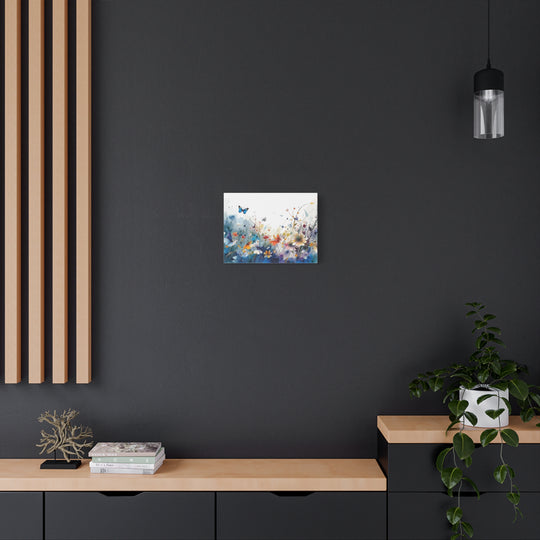 Vibrant Watercolor Meadow Canvas Floral &amp; Butterfly Wall Art