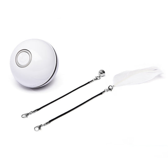 White electronic device with two black cables on a white background