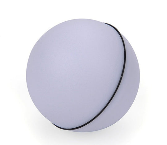 Round purple object with a black rim on a white background