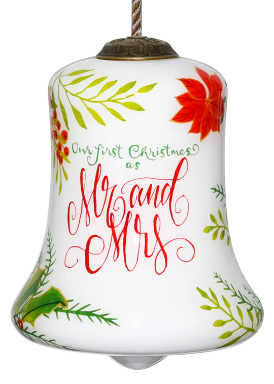 Hand-Painted Glass First Christmas Mr. &amp; Mrs. Ornament