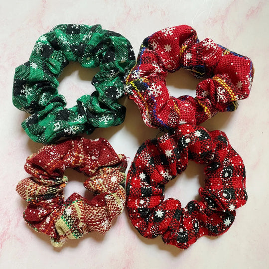 Merry Plaid Holiday Scrunchie Set of 4