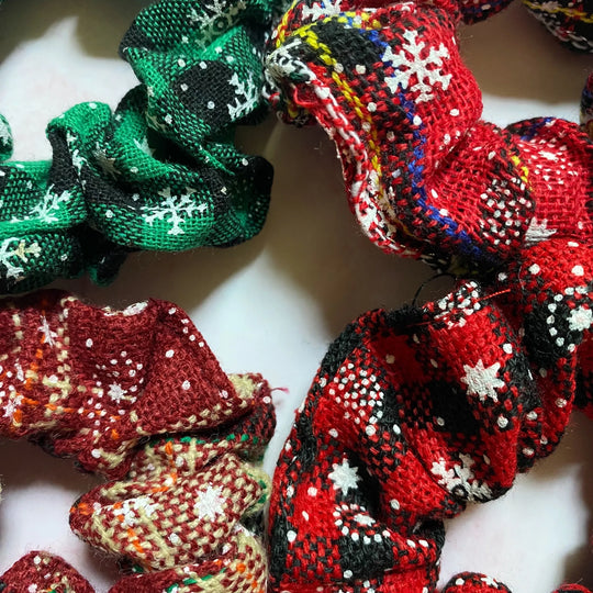 Merry Plaid Holiday Scrunchie Set of 4