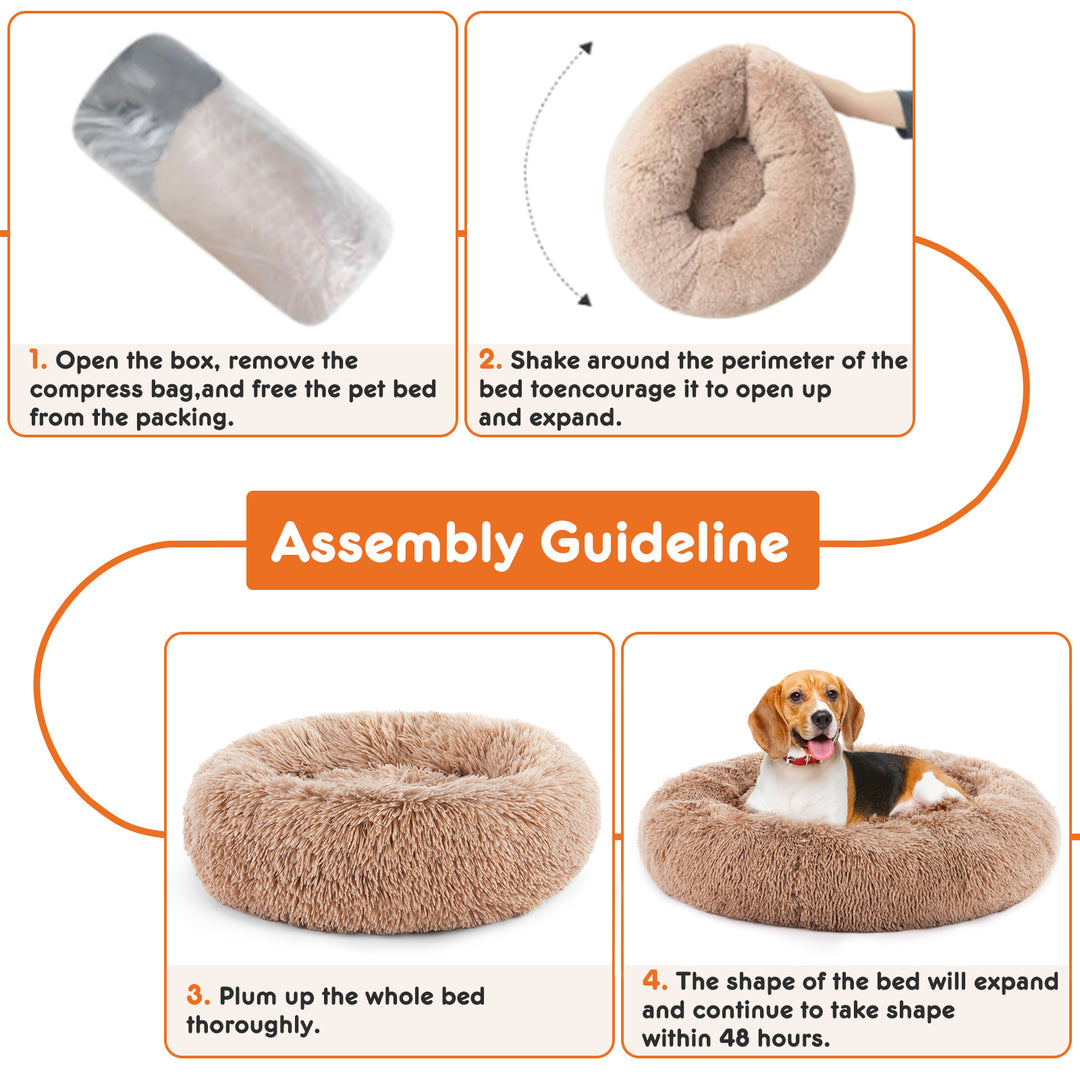 24-Inch Plush Faux Fur Pet Bed