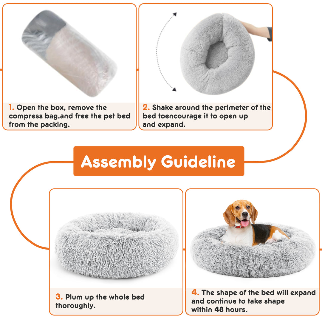 24-Inch Plush Faux Fur Pet Bed