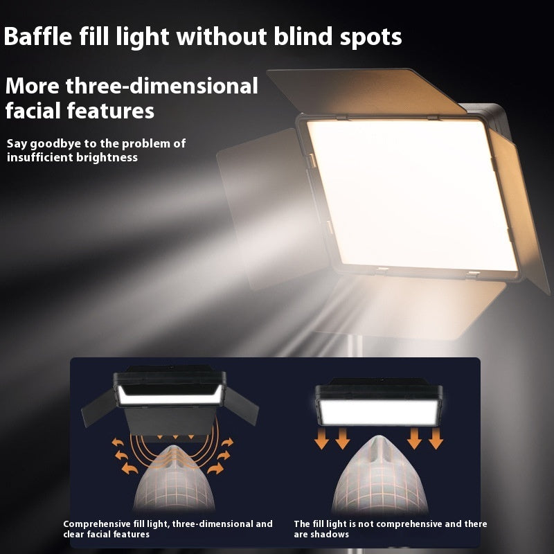 Lighting setup with text highlighting benefits of baffle fill light