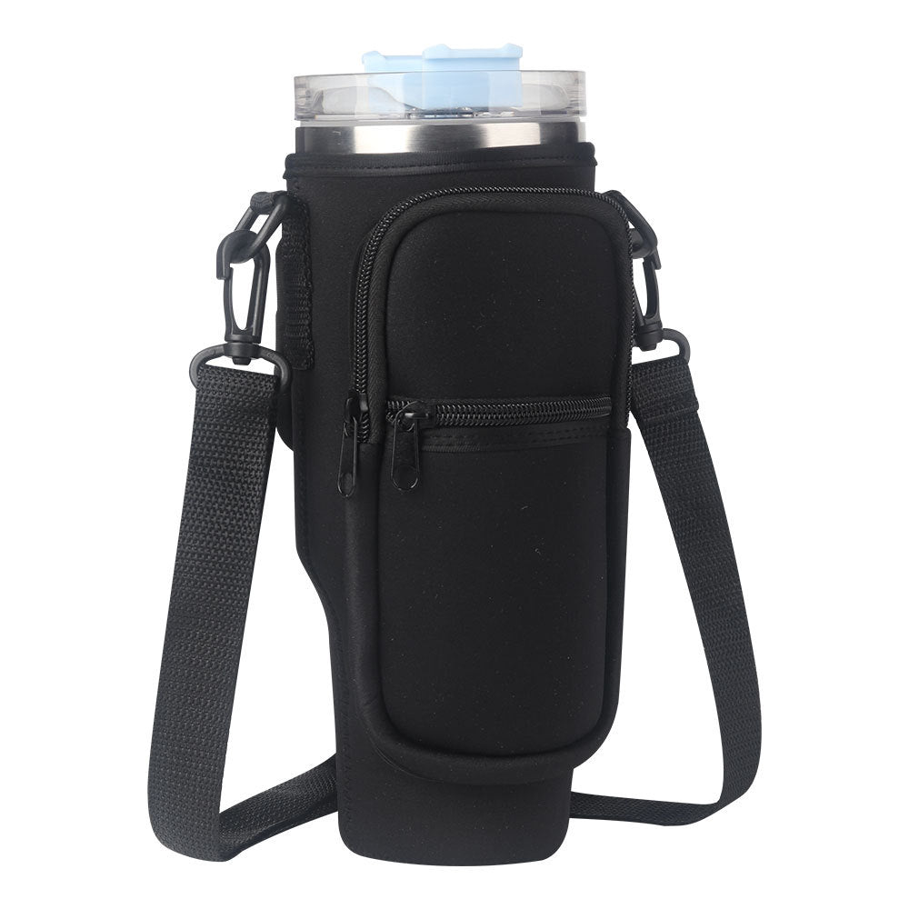 Neoprene Insulated Tumbler Sleeve with Pocket &amp; Strap