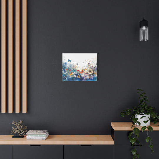 Vibrant Watercolor Meadow Canvas Floral &amp; Butterfly Wall Art