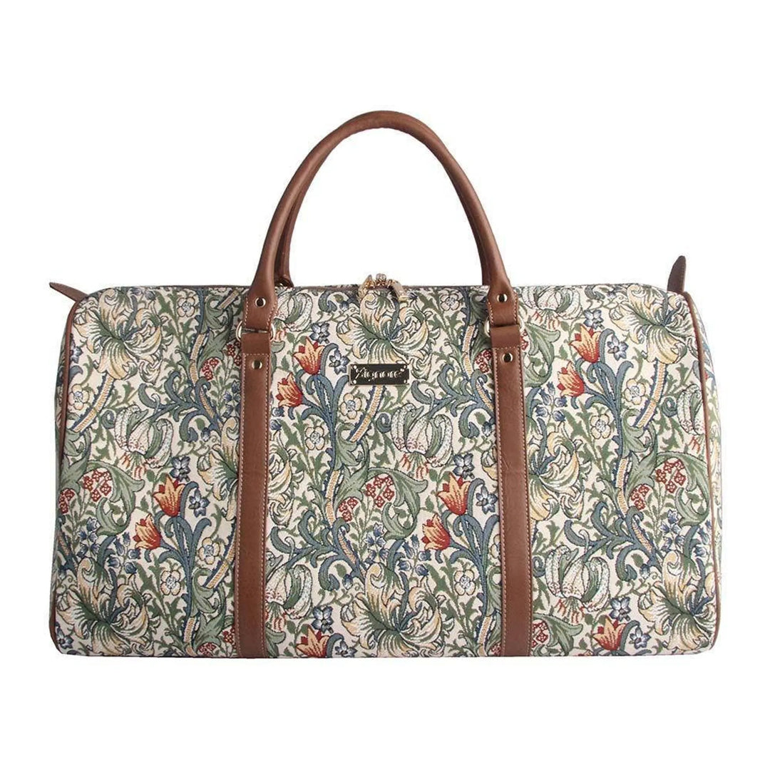 Golden Lily Floral Travel Holdall Duffel Bag