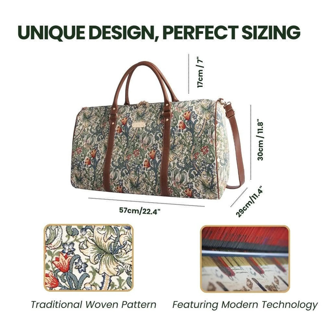 Golden Lily Floral Travel Holdall Duffel Bag