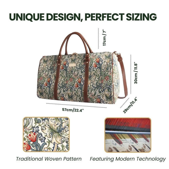 Golden Lily Floral Travel Holdall Duffel Bag