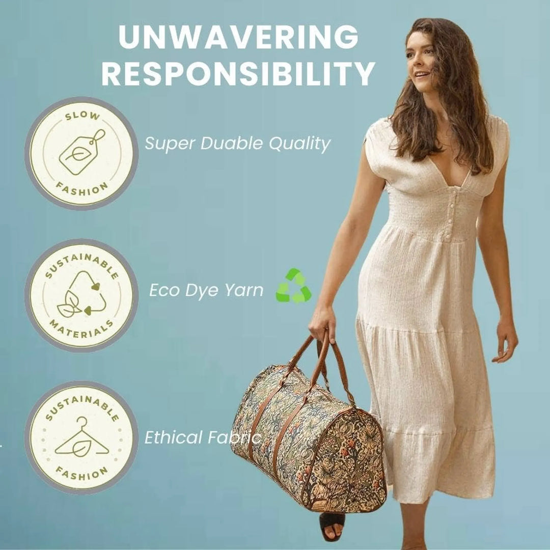 Golden Lily Floral Travel Holdall Duffel Bag
