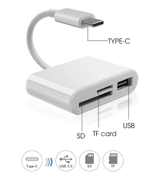 3-in-1 USB-C Hub with SD Card Reader