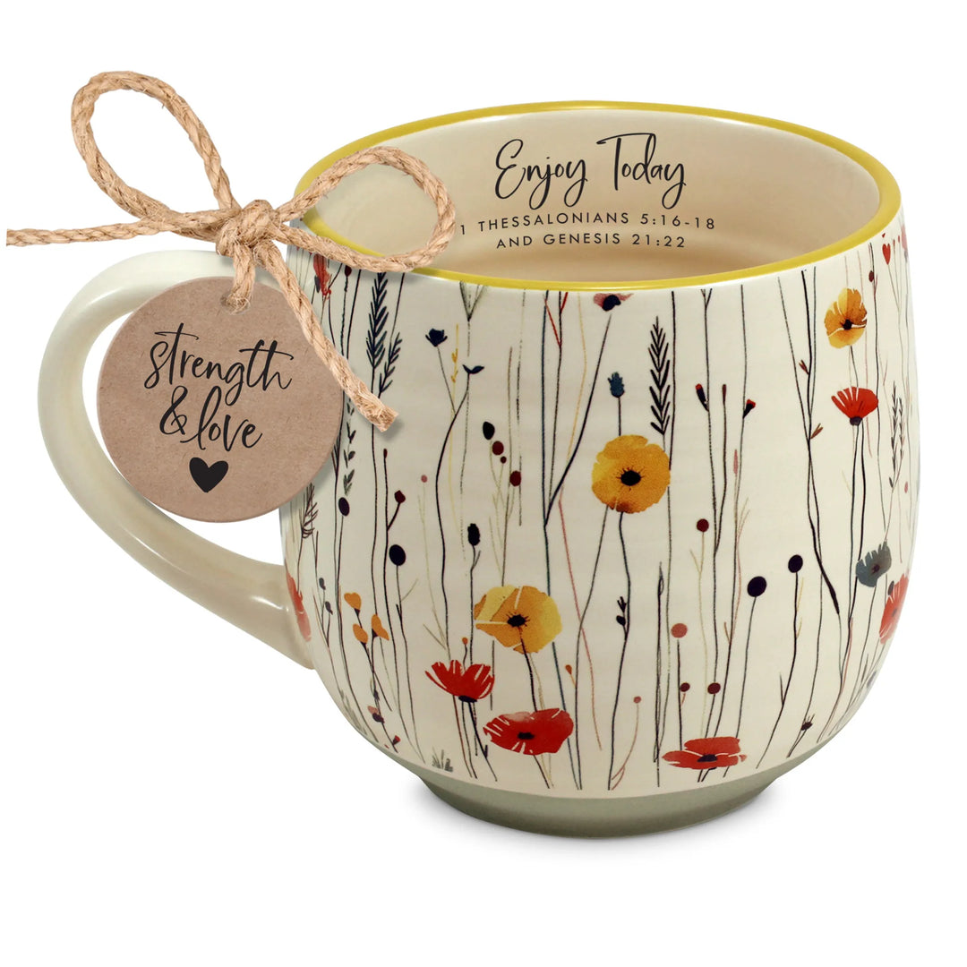 Enjoy Today 18 Oz Floral Ceramic Inspirational Mug