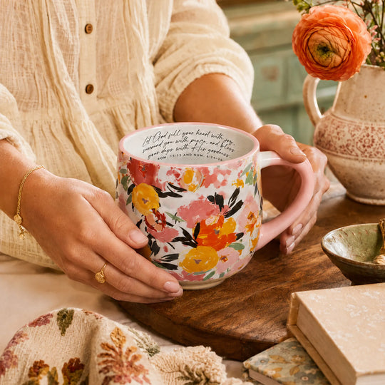 Blooming Joy “Let God” 18 oz Floral Ceramic Mug