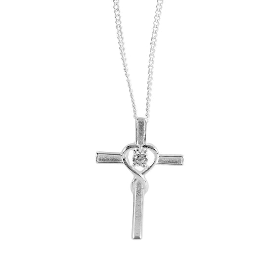 In God’s Hands Memorial Cross Heart Necklace
