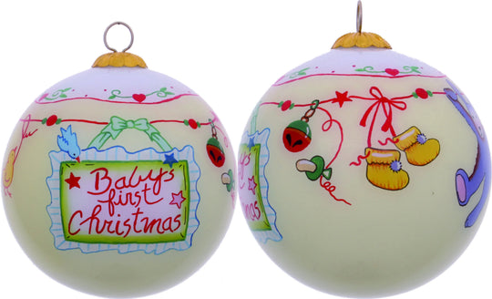 Baby’s First Christmas Hand-Painted Glass Ornament