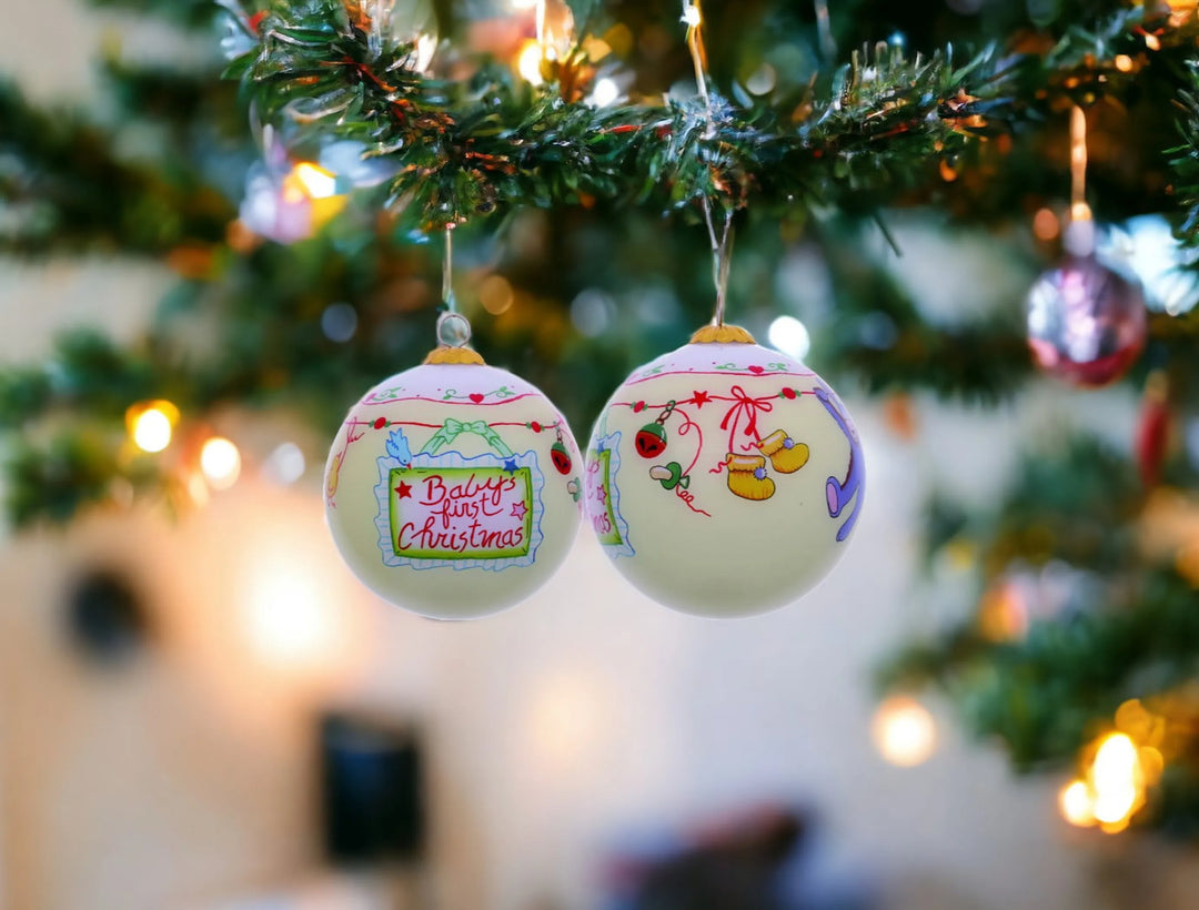 Baby’s First Christmas Hand-Painted Glass Ornament