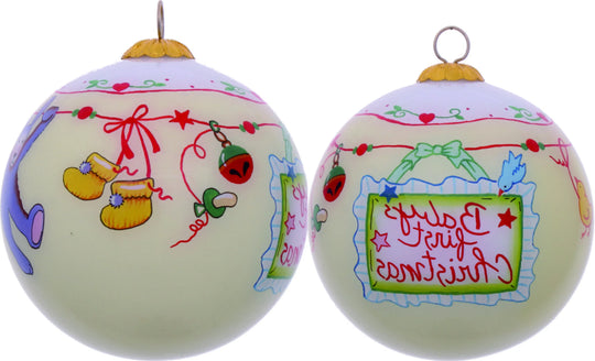 Baby’s First Christmas Hand-Painted Glass Ornament