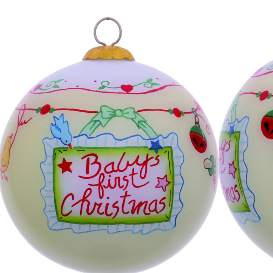 Baby’s First Christmas Hand-Painted Glass Ornament