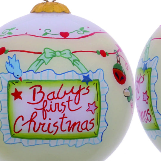 Baby’s First Christmas Hand-Painted Glass Ornament