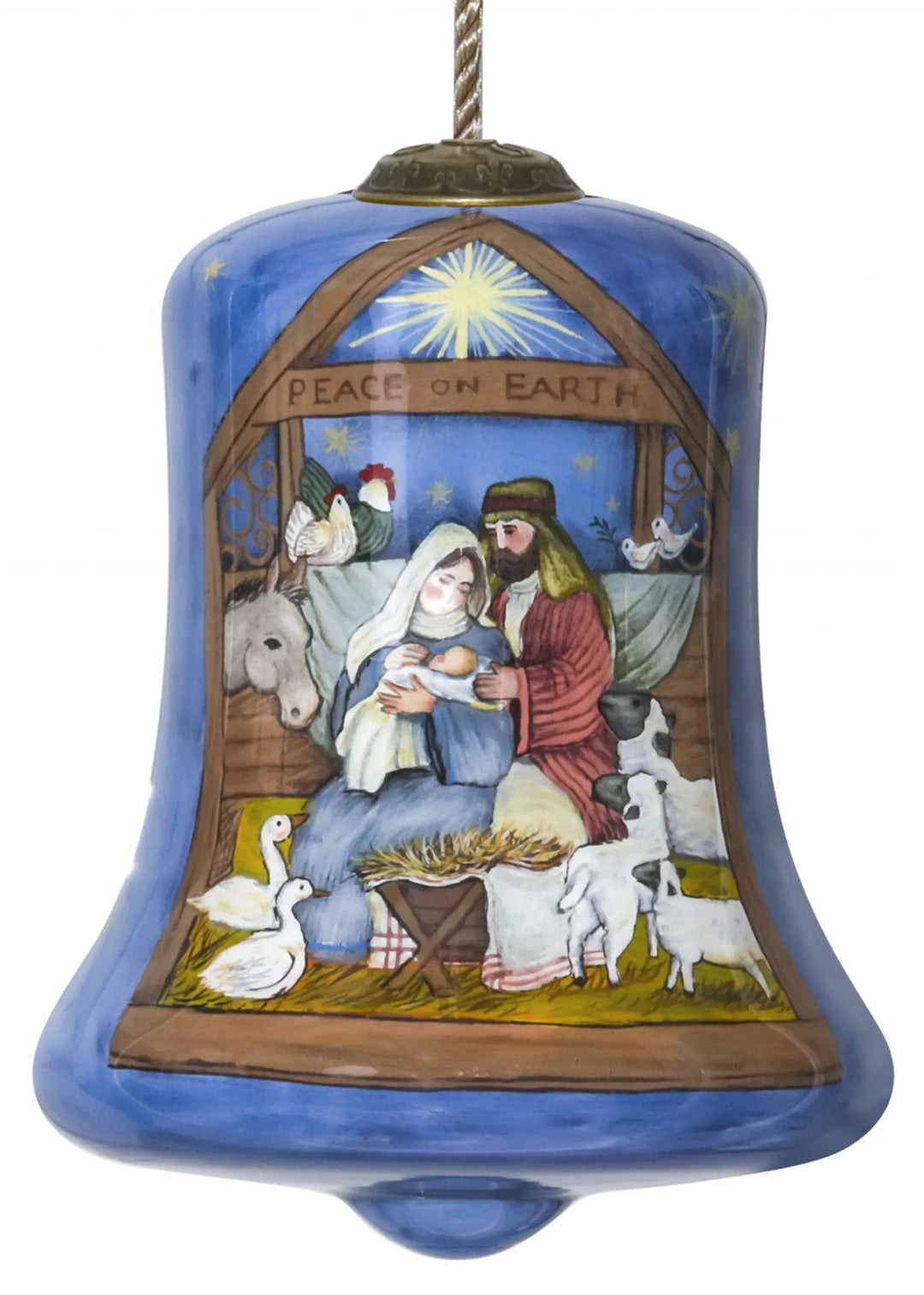 Holy Family Hand-Painted Glass Bell Ornament