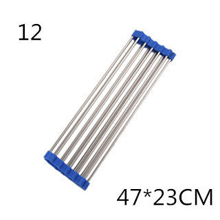 Set of metal rods with blue ends on a white background, labeled &