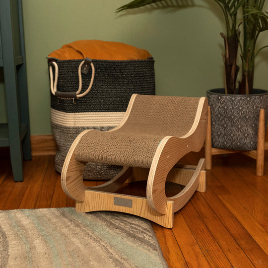 Wooden Rocking Cat Lounger &amp; Scratcher