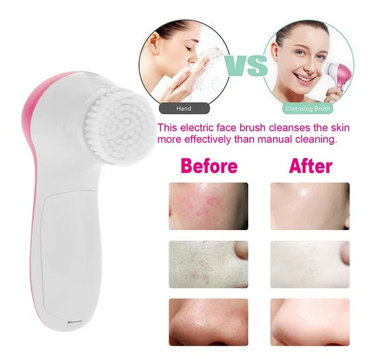 5-in-1 Electric Facial Cleansing Brush with 5 Brush Heads