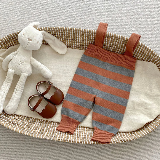 Newborn Striped Cotton Overalls &amp; Blouse Set