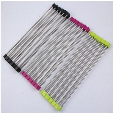 Set of metal rods with colorful ends on a white background