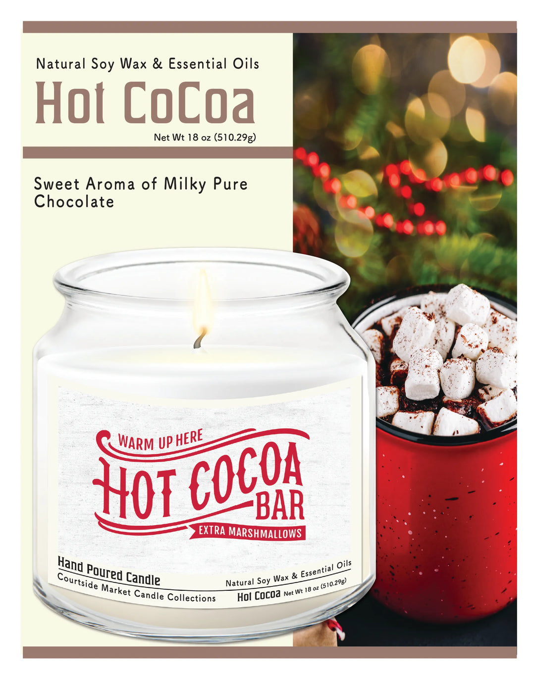 Hot Cocoa Bar 18 oz Soy Wax Jar Candle