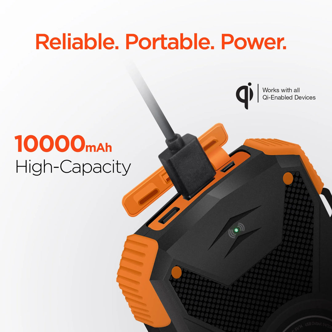 10,000mAh Solar Wireless Power Bank with Flashlight