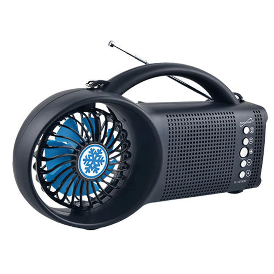 Solar Bluetooth Speaker with FM Radio, Fan &amp; LED Light