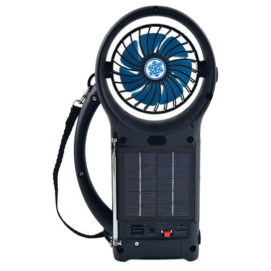 Solar Bluetooth Speaker with FM Radio, Fan &amp; LED Light