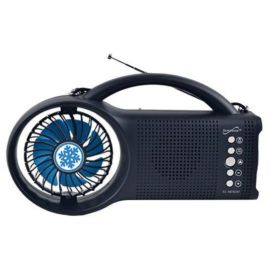 Solar Bluetooth Speaker with FM Radio, Fan &amp; LED Light