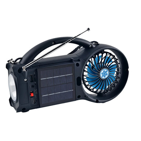 Solar Bluetooth Speaker with FM Radio, Fan &amp; LED Light