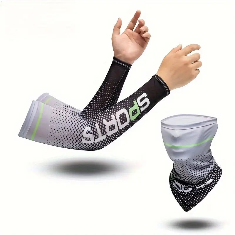 UV Cooling Arm Sleeves &amp; Face Mask Set for Outdoor Sports