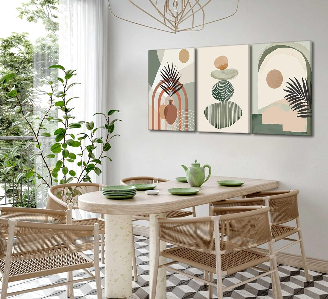 3-Piece Framed Boho Canvas Wall Art Set