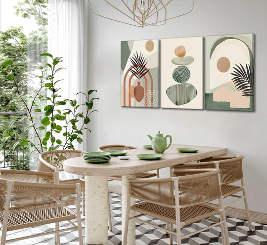 3-Piece Framed Boho Canvas Wall Art Set