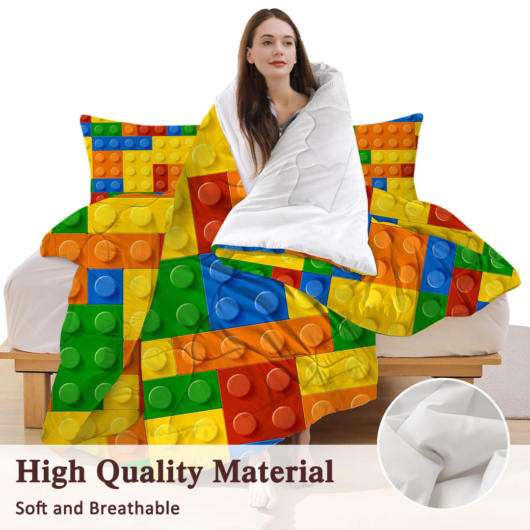 Colorful Building Blocks 3-Piece Comforter Set