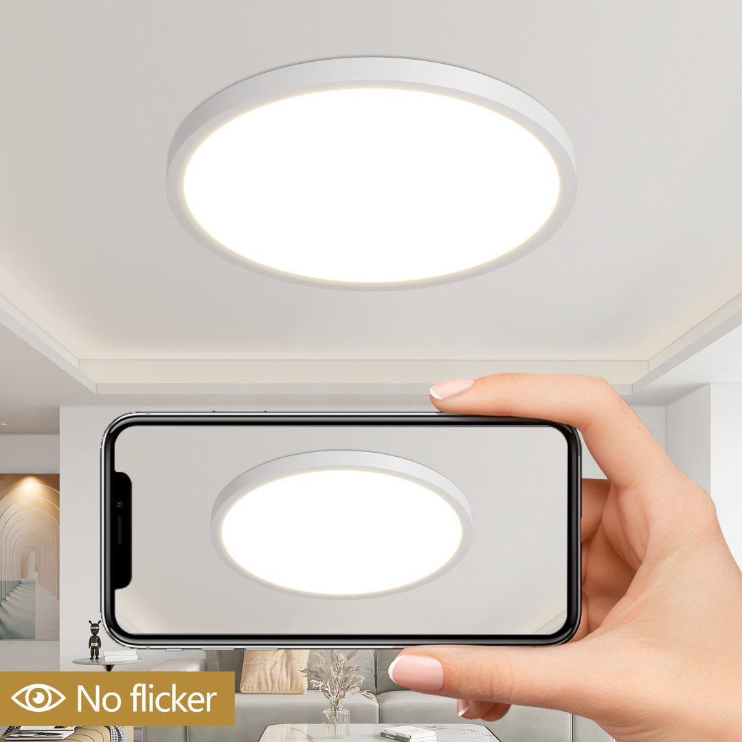 12 In. LED Flush Mount Ceiling Light Fixture - 2880 Lumens, Dimmable