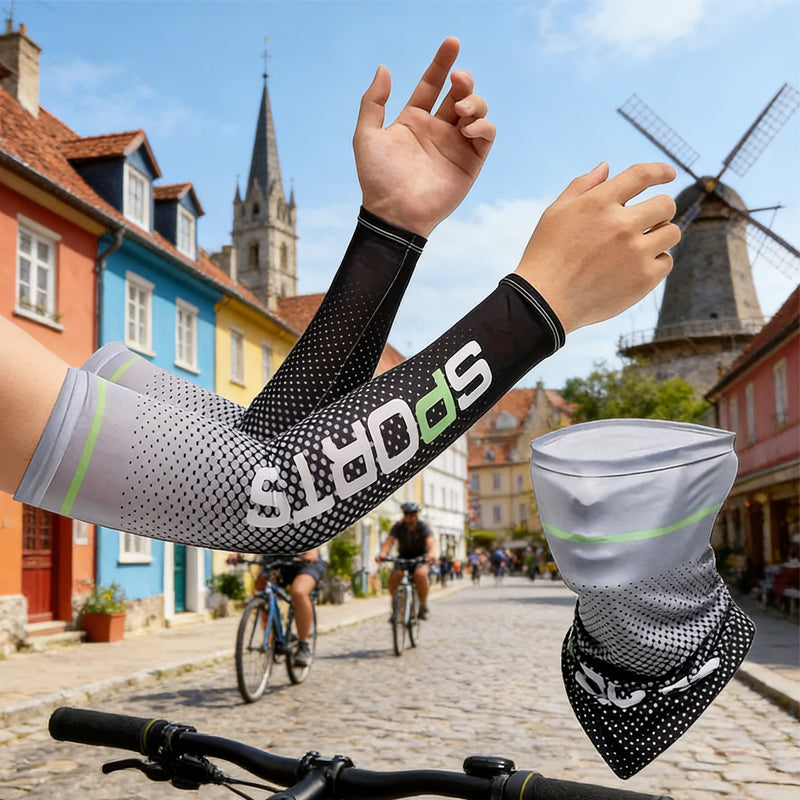 UV Cooling Arm Sleeves &amp; Face Mask Set for Outdoor Sports