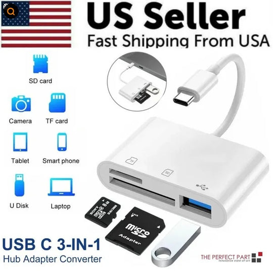 3-in-1 USB-C Hub with SD Card Reader