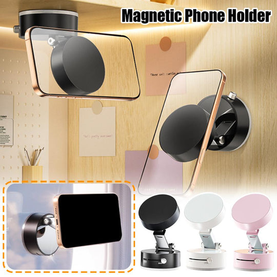 Foldable Magnetic Vacuum Phone Holder with Suction Cup